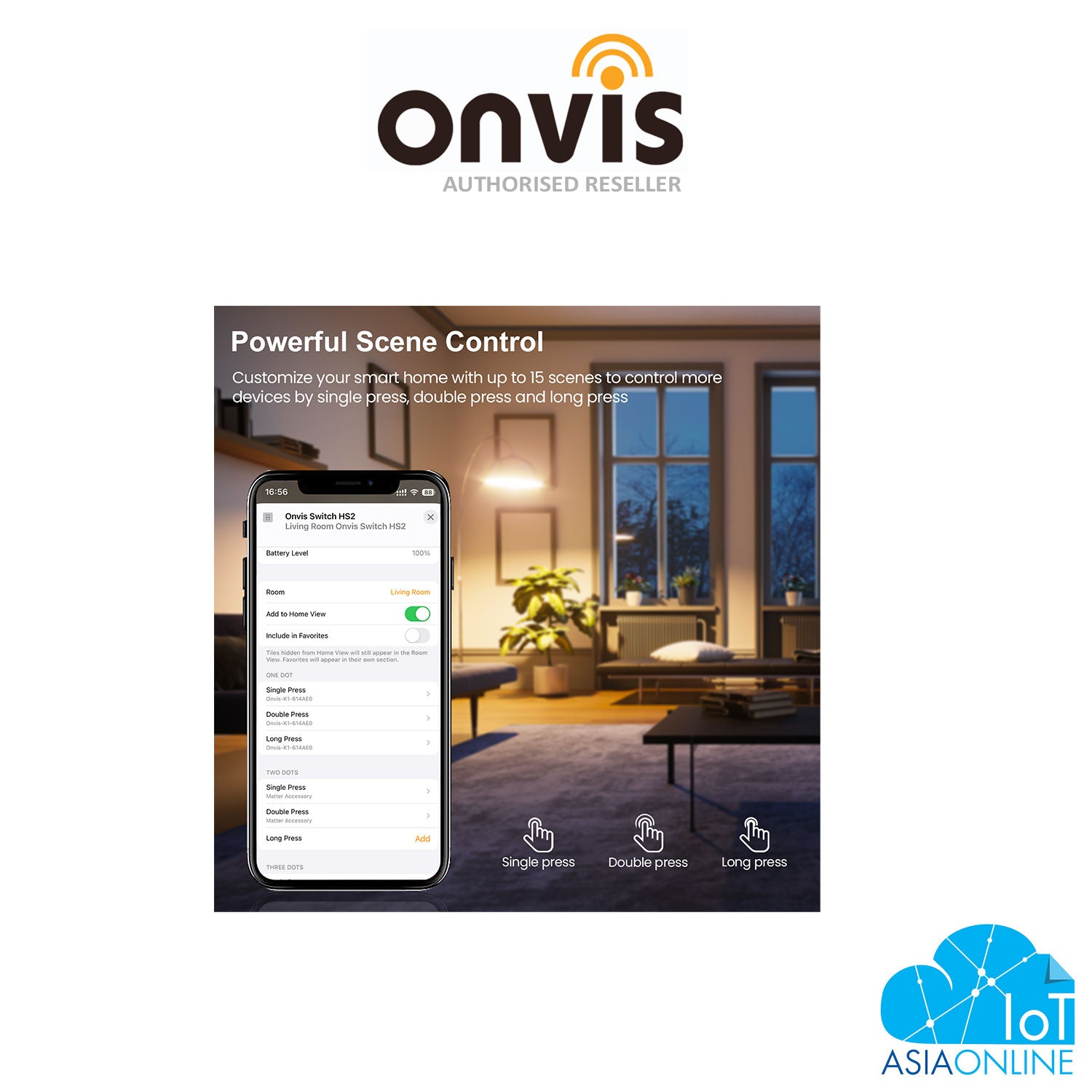 Onvis - 5-Key Switch HS2 (Thread, HomeKit) - (IoT)AsiaOnline Singapore - Smart Home Automation Online Store by Twenty-One Pte Ltd
